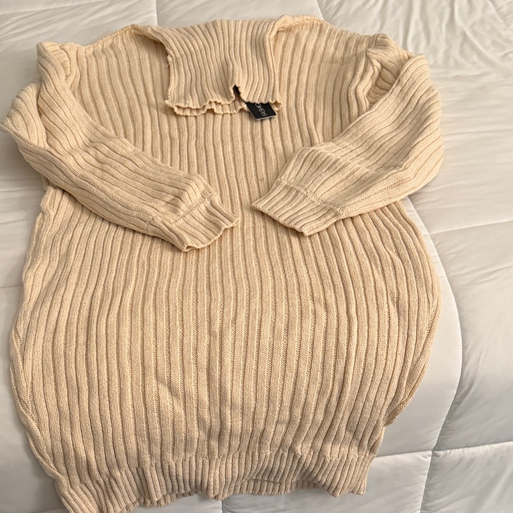 Fashion Nova Cream Cowl Neck Dress